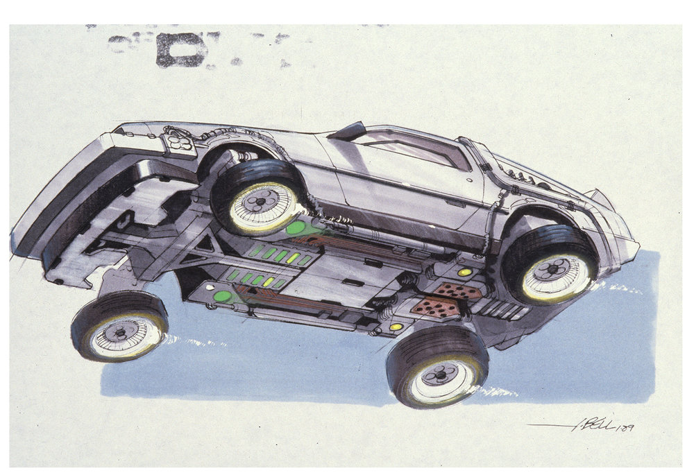 Back to the Future Part 2 concept art illustration John Bell Studio delorean