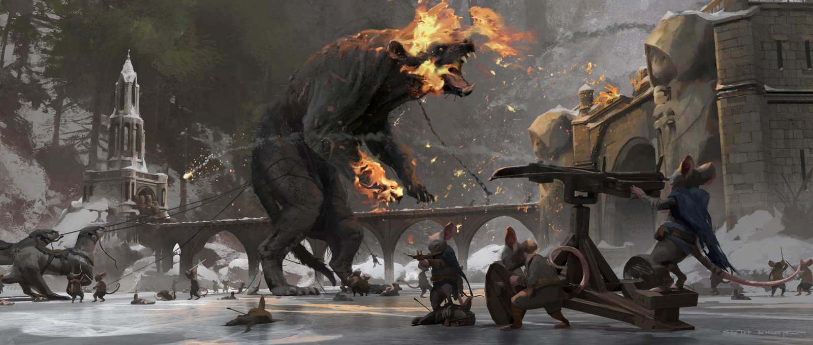 Mouse Guard Concept Art BeastOnFire BlowTheBridge SethEngstrom